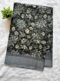 Dola Silk Flowers Plain Border Black Gray