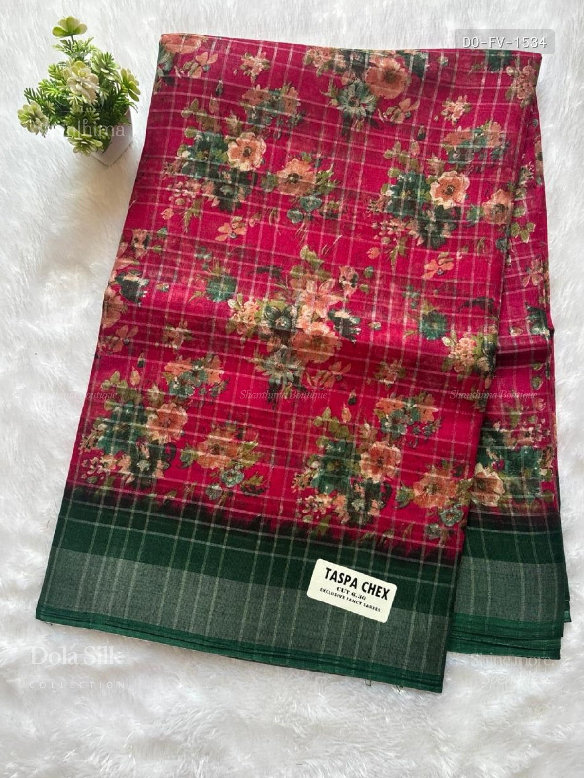 Dola Silk Flowers Plain Border Rose Leaf Green