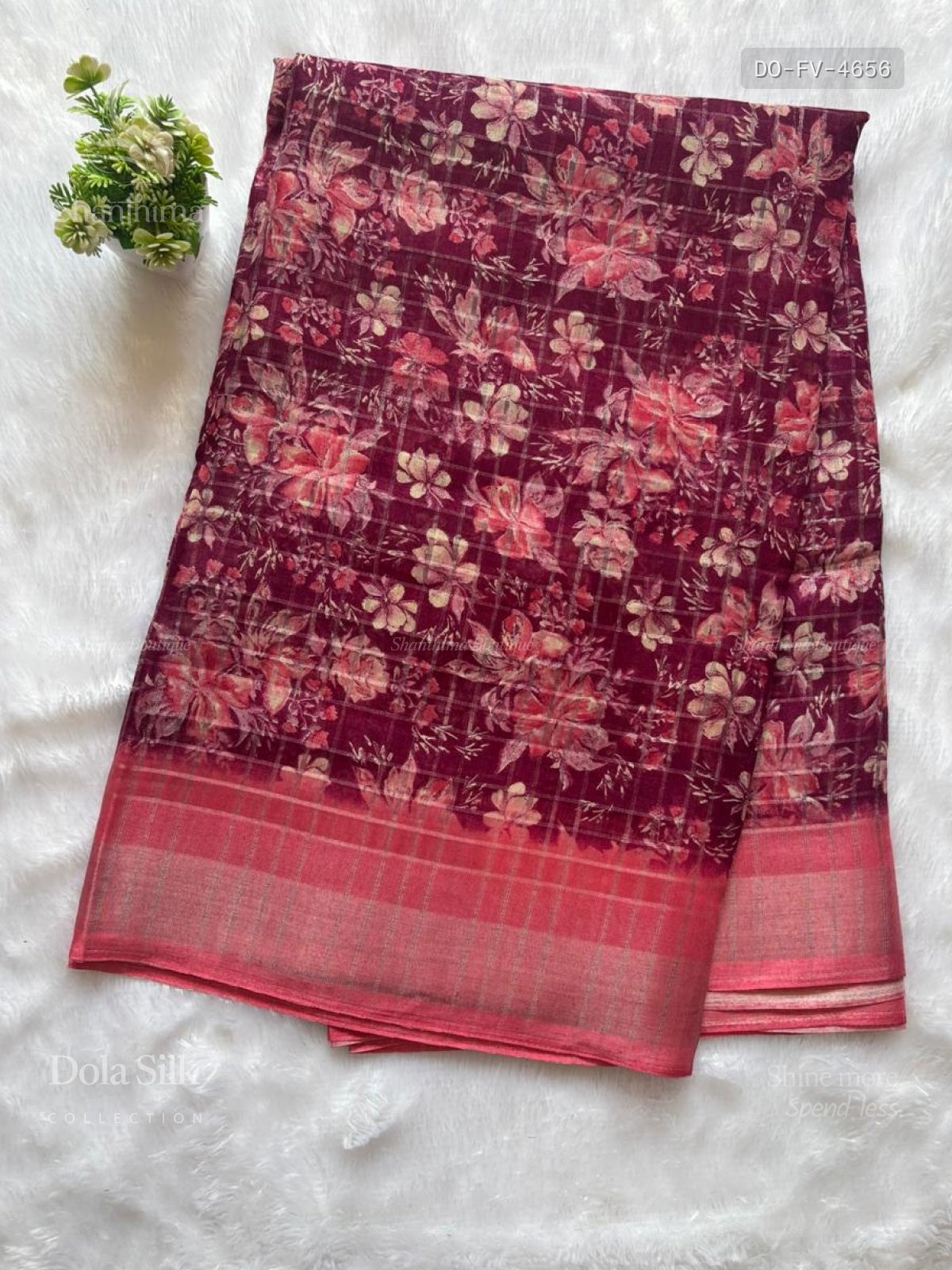Dola Silk Flowers Plain Border Wine Peach