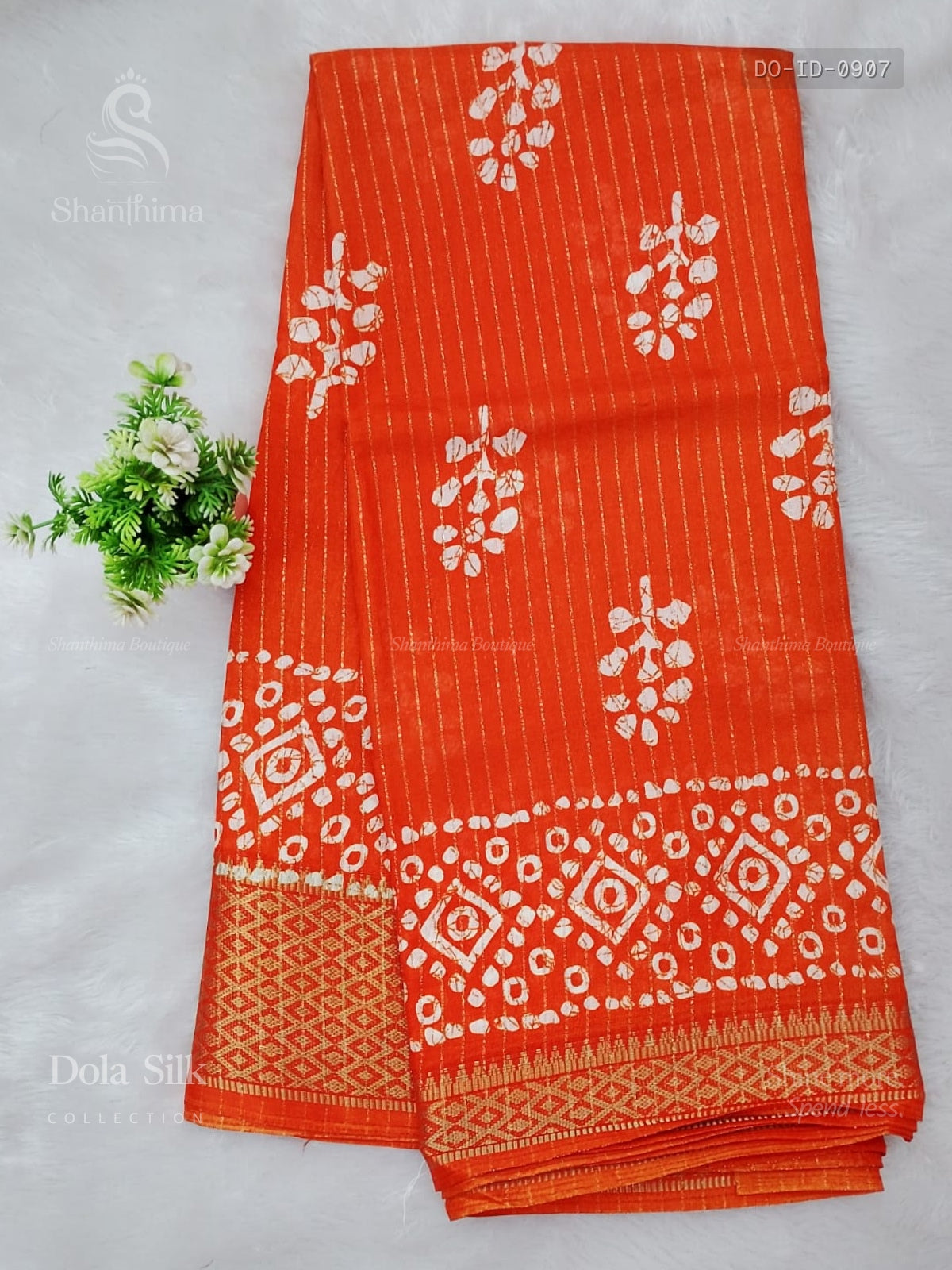 Dola Silk Leaf Diamond Stone Orange Gold