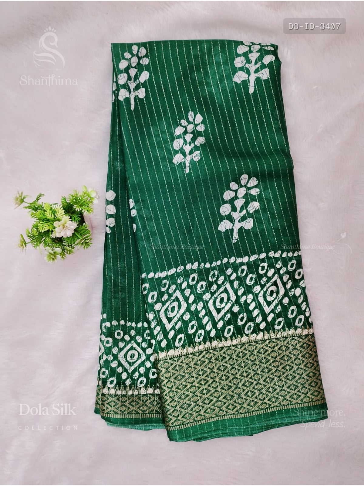 Dola Silk Leaf Diamond Stone Leaf Green Gold