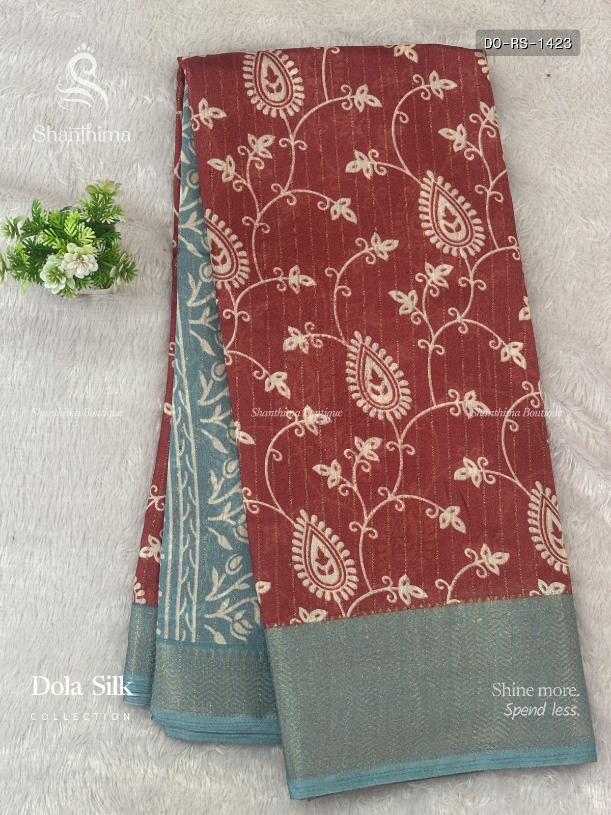 Dola Silk Rangoli Stripes Onion Pink Sky Blue
