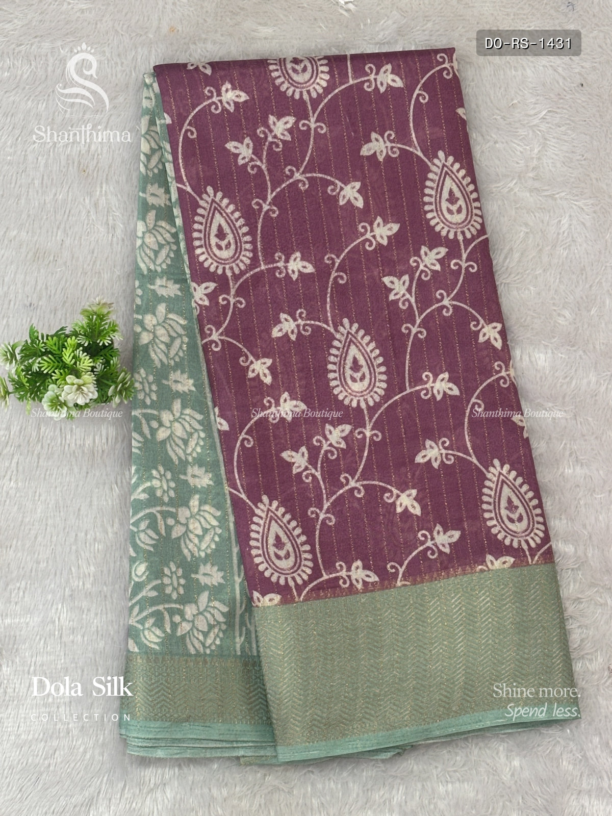 Dola Silk Rangoli Stripes Onion Pink Light Green