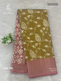 Dola Silk Rangoli Stripes Mustard Pink