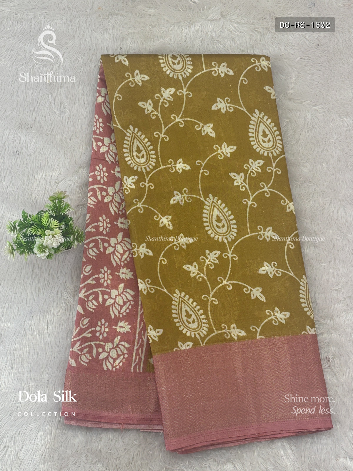 Dola Silk Rangoli Stripes Mustard Pink