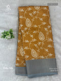 Dola Silk Rangoli Stripes Mustard Gray