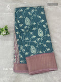 Dola Silk Rangoli Stripes Peacock Blue Pink