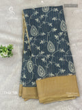 Dola Silk Rangoli Stripes Navy Blue Gold