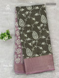 Dola Silk Rangoli Stripes Toffee Brown Baby Pink
