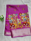 Dola Silk Kalam kari Diamond Stone Onion Pink Gold