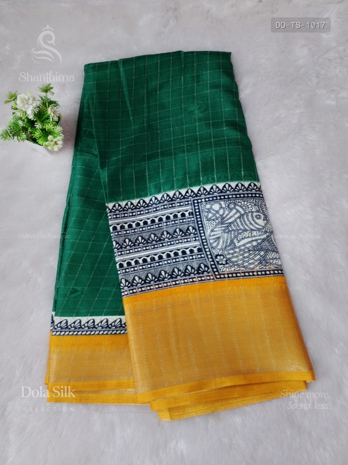 Dola Silk Print Design Stripes Green Mango
