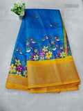 Dola Silk Print Design Checks Blue Mango