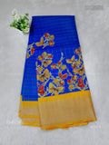 Dola Silk Print Design Checks Ink Blue Mango