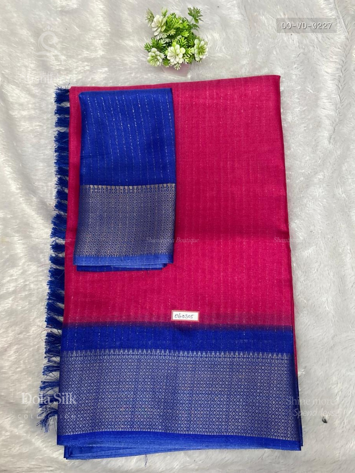 Dola Silk Vertical Stripes Diamond Stone Pink Ink Blue