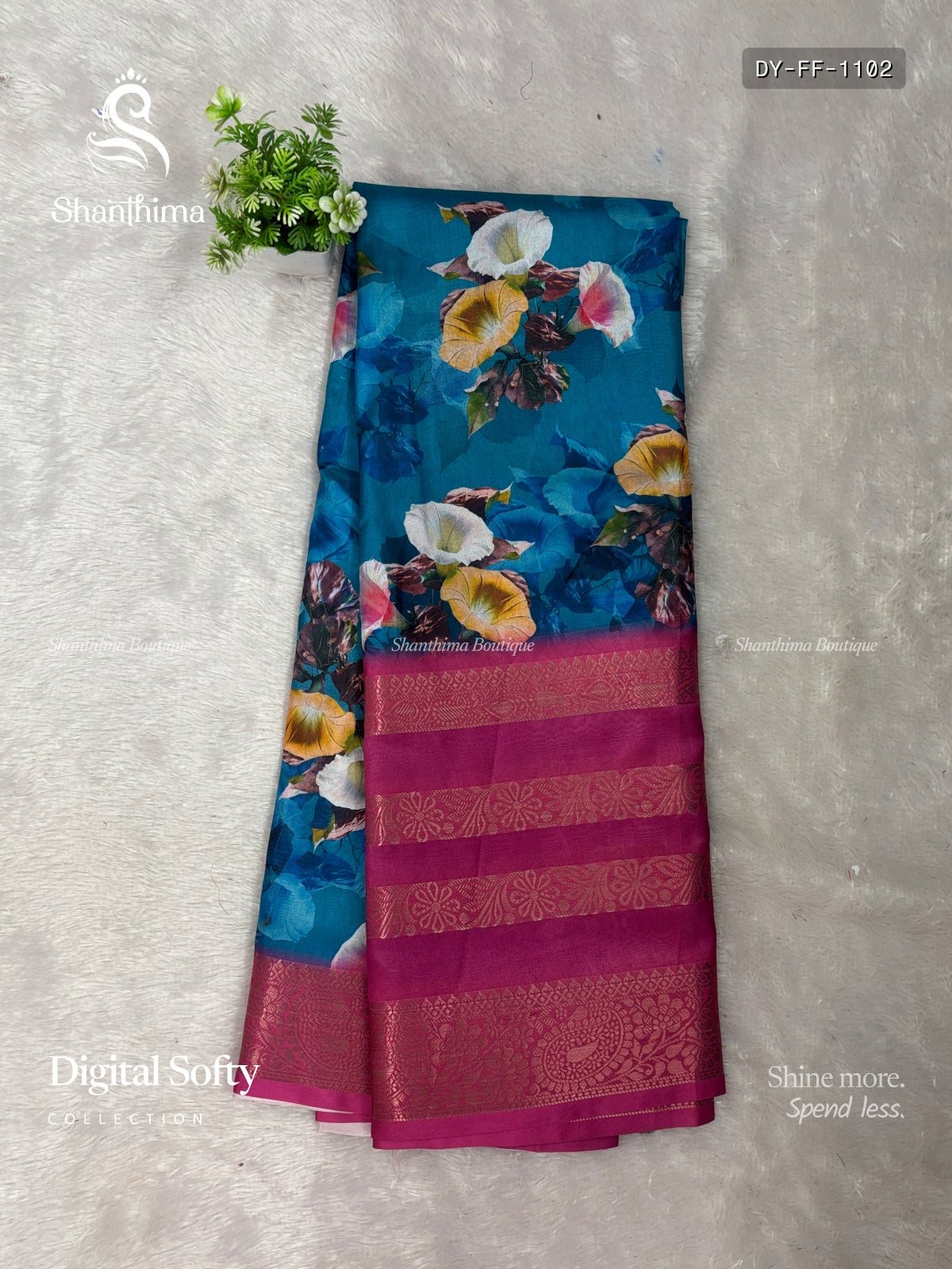 Digital Softy Flowers Flower Blue Pink