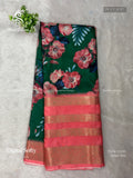 Digital Softy Flowers Flower Dark Green Peach
