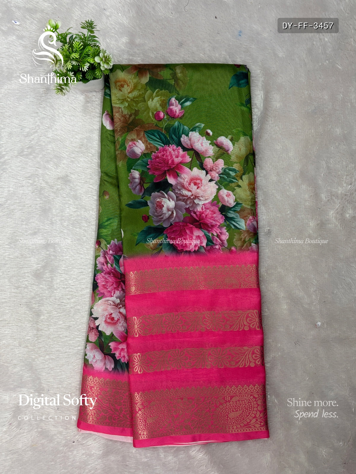 Digital Softy Flowers Flower Leaf Green Baby Pink