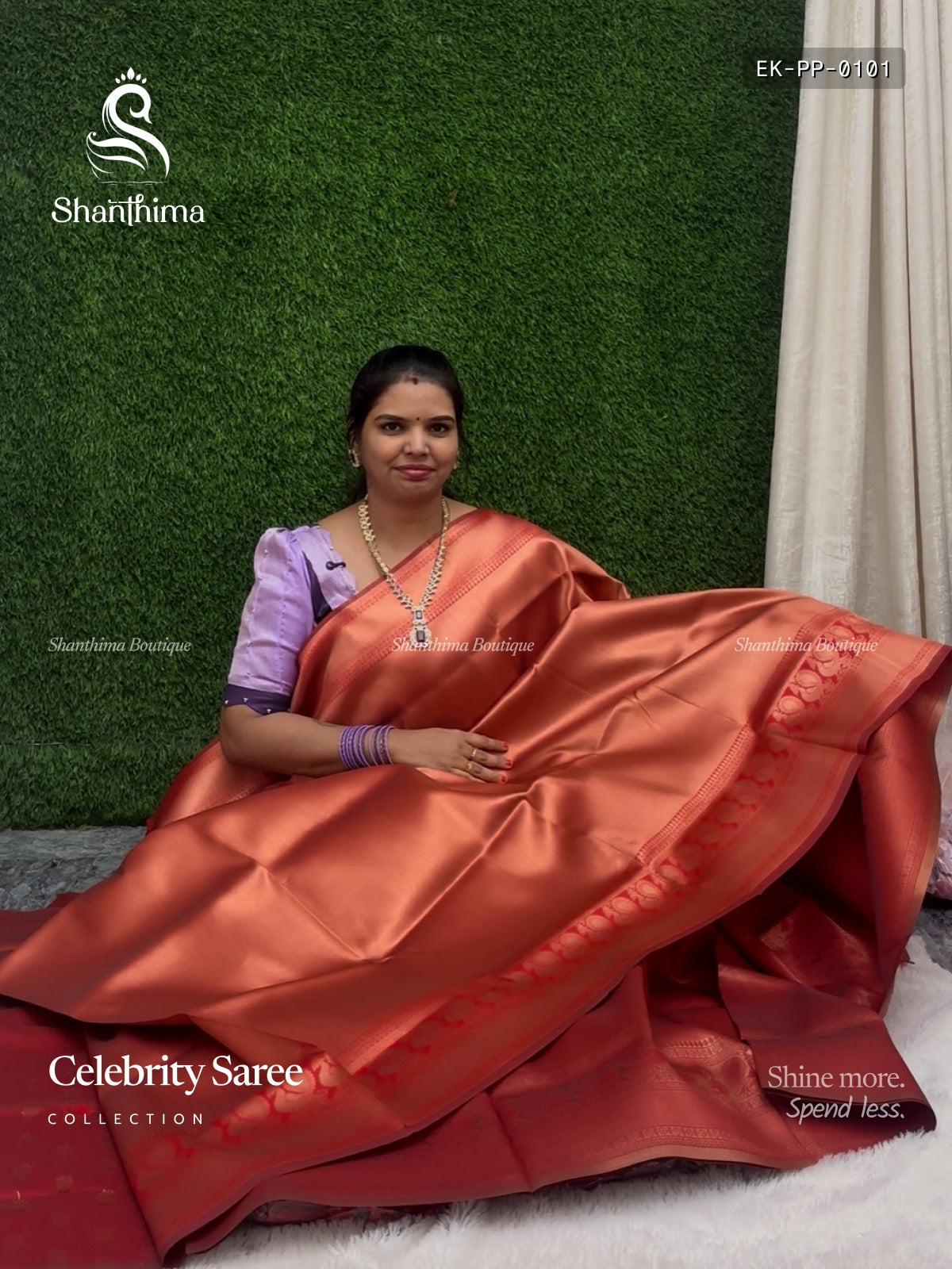 Celebrity Rekha Plain Peacock Red Red