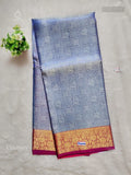 Celebrity Saree Checks Flower Dual Shade Blue Rose