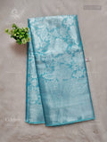 Celebrity Saree Flowers Chakra Sky Blue Silver