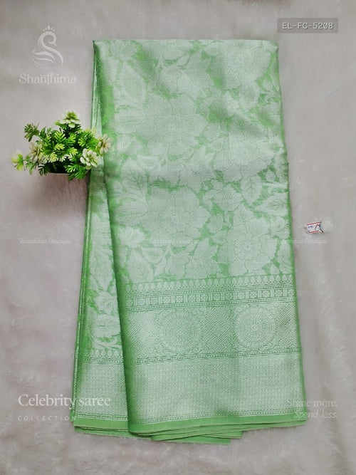 Celebrity Saree Flowers Chakra Pine Green Silver