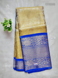 Celebrity Saree Flowers Flower Gold Ink Blue