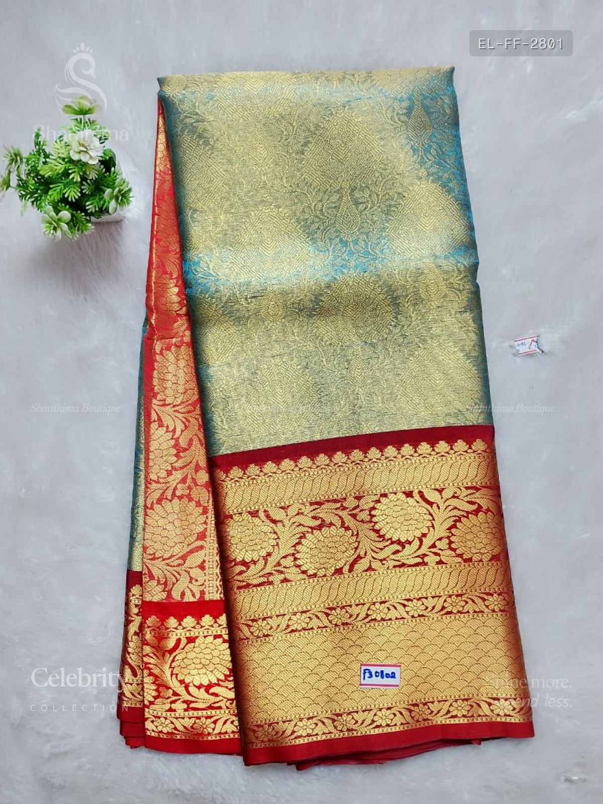 Celebrity Saree Flowers Flower Dual Shade Blue Red
