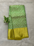 Celebrity Saree Flowers Stripes Dual Shade Green Gold