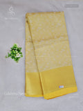 Celebrity Saree Flowers Stripes Dual Shade Yellow Gold