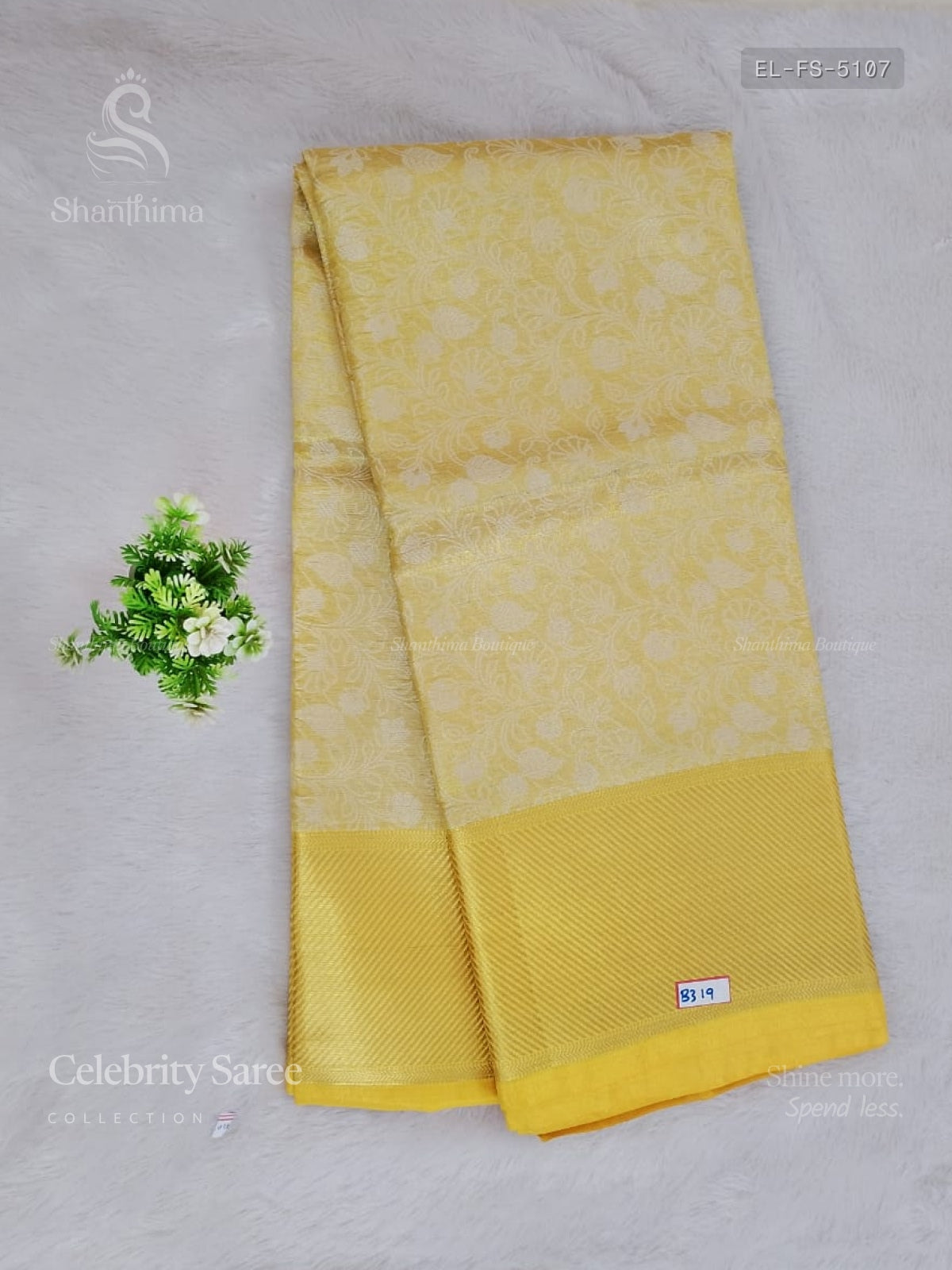 Celebrity Saree Flowers Stripes Dual Shade Yellow Gold
