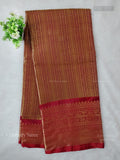 Celebrity Saree Vertical Stripes Flower Toffee Brown Red