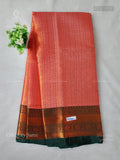 Celebrity Saree Vertical Stripes Flower Peach Dark Green