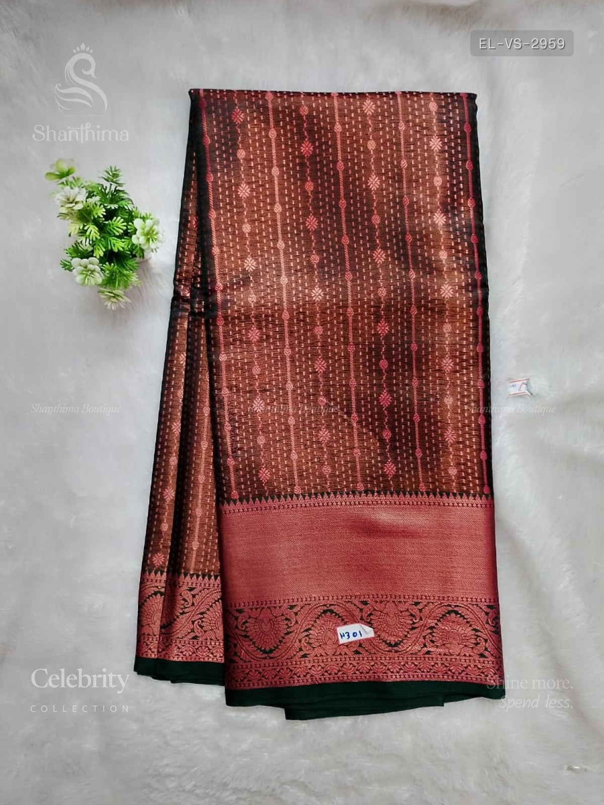 Celebrity Saree Vertical Stripes Stripes Dark Green Dual Shade Pink