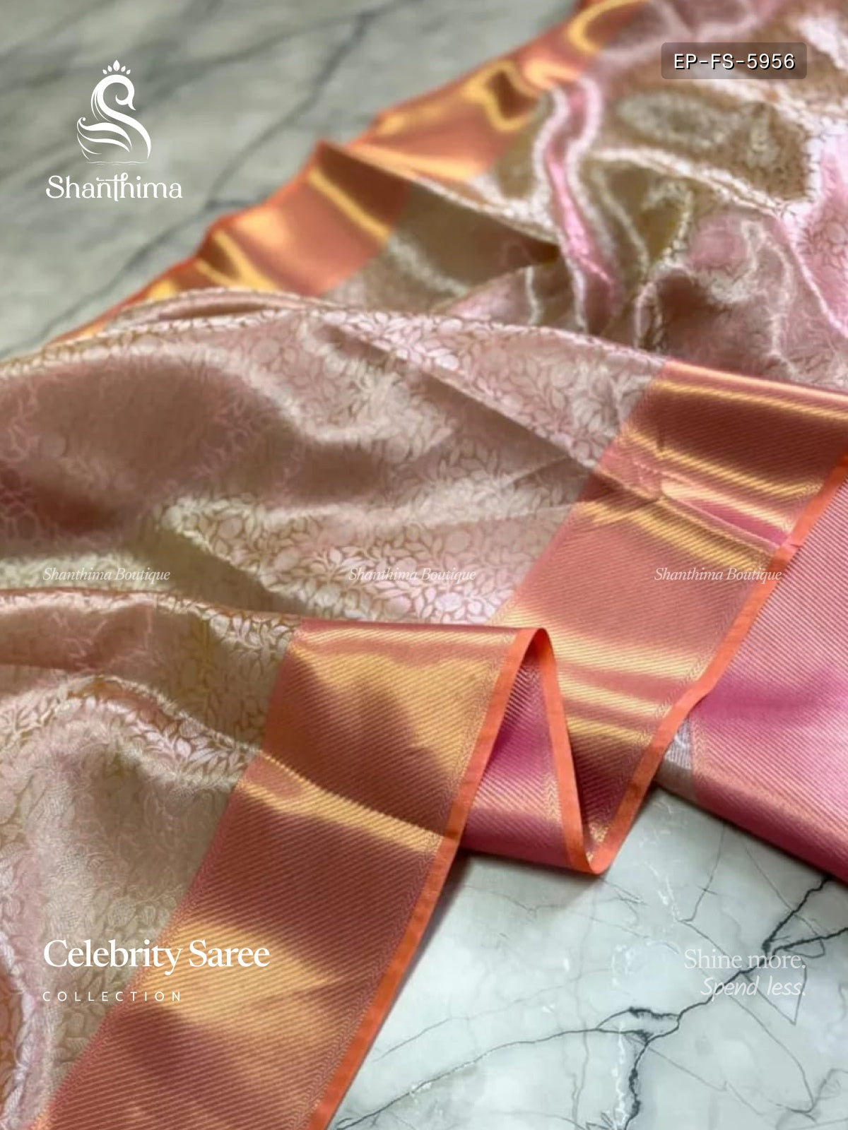 Celebrity Saipallavi Flowers Stripes Dual Shade Pink Peach