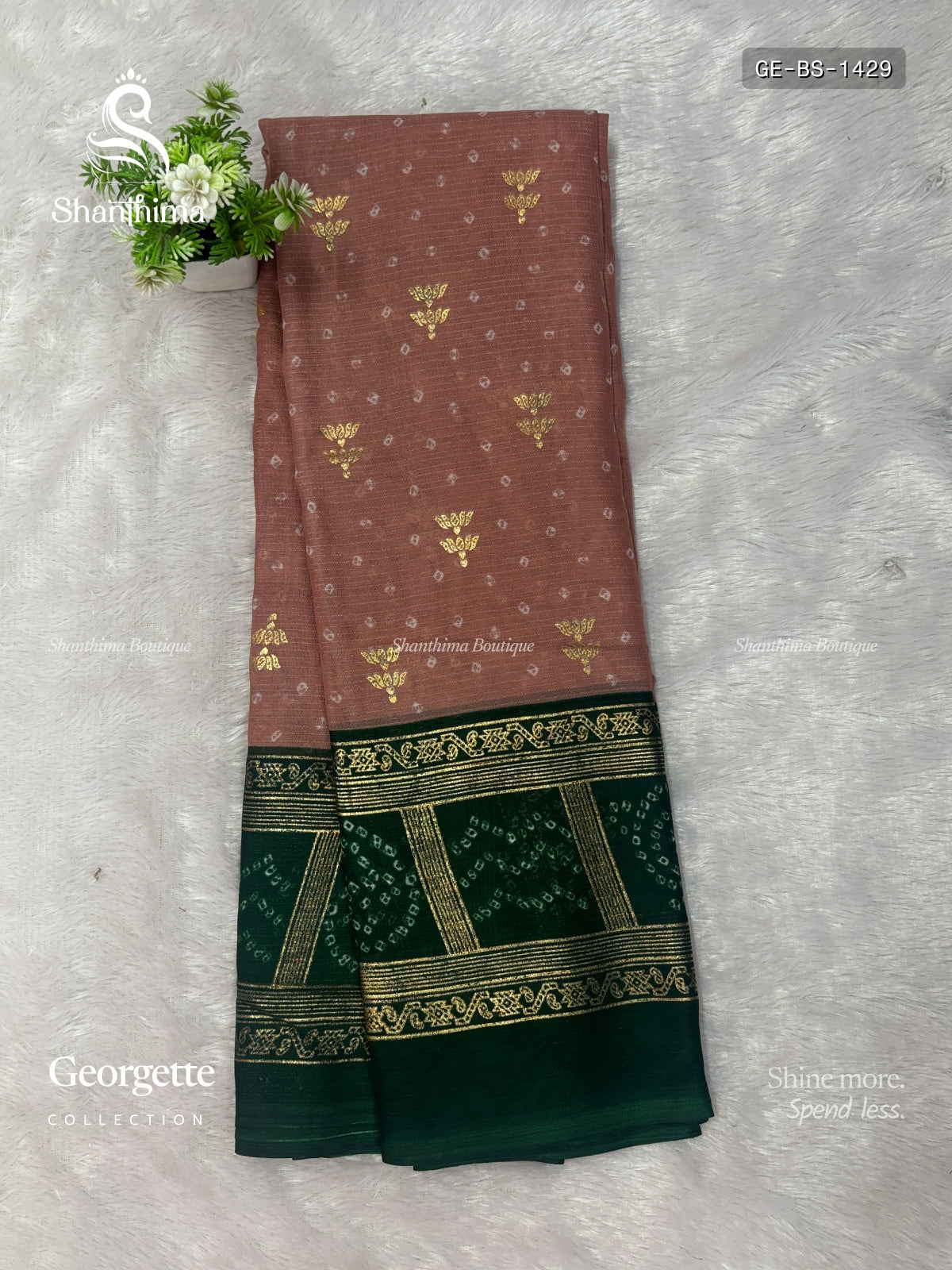 Georgette Buttas Stripes Onion Pink Dark Green