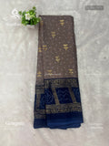 Georgette Buttas Stripes Gray Navy Blue