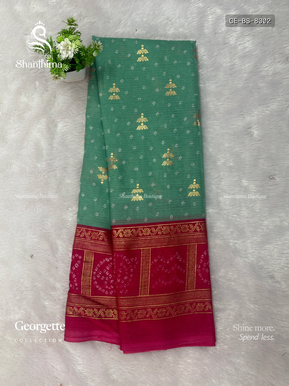 Georgette Buttas Stripes Pastel Green Pink