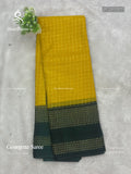 Georgette Checks Stripes Mustard Dark Green