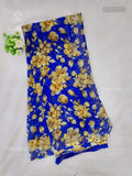 Georgette Flowers Diamond Stone Peacock Ink Blue Ink Blue