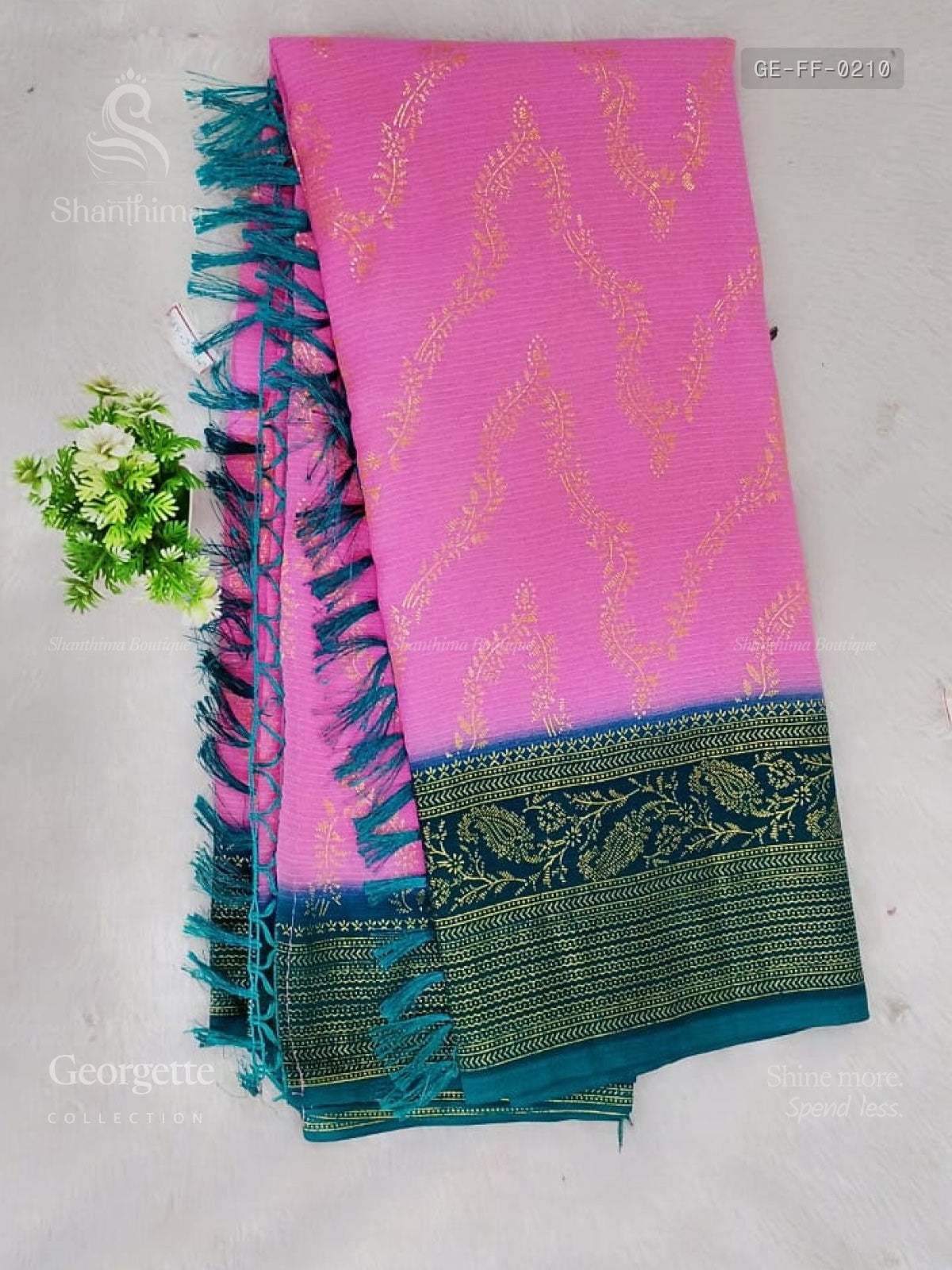Georgette Flowers Flower Pink Green