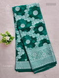 Georgette Flowers Flower Green Silver