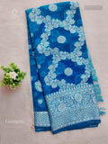 Georgette Flowers Flower Rama Blue Silver