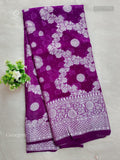 Georgette Flowers Flower Magenta Silver
