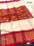 Georgette Horizontal Stripes Stripes White Pink