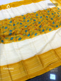 Georgette Horizontal Stripes Stripes White Yellow