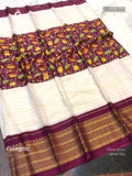Georgette Horizontal Stripes Stripes White Wine