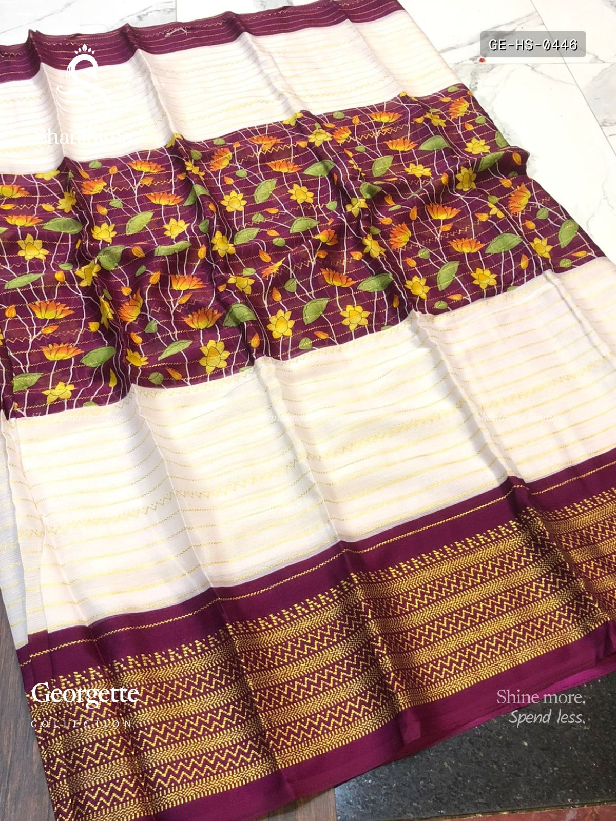 Georgette Horizontal Stripes Stripes White Wine