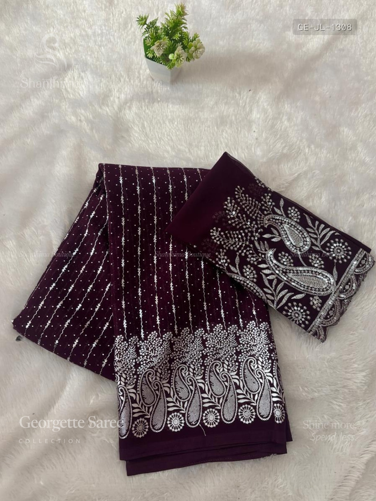 Georgette Vaira Oosi Mango Flower Violet Silver