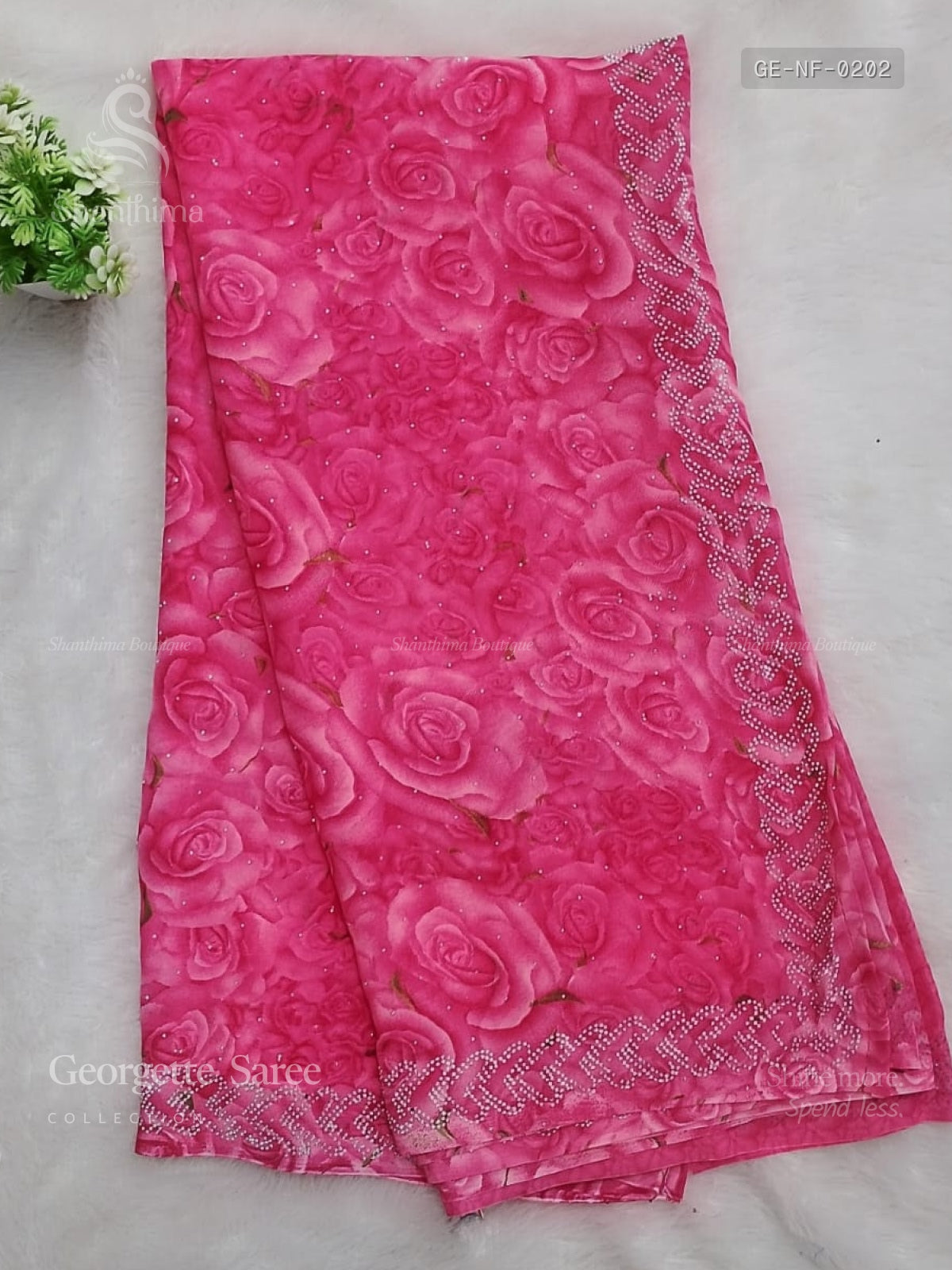 Georgette Stones Flower Pink Pink