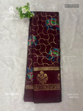 Georgette Elephant Mango Flower Motif Wine Wine